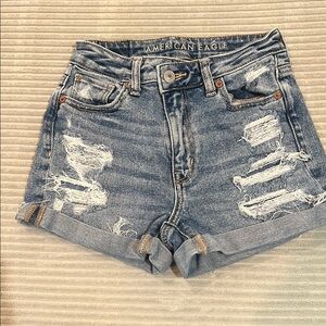 American Eagle Outfitters Women's Ripped Blue Jean Shorts
